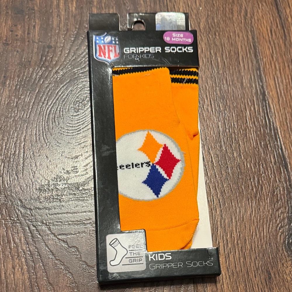 NFL Steelers Kids Gripper Socks - Yellow and Black - Size 18 Months